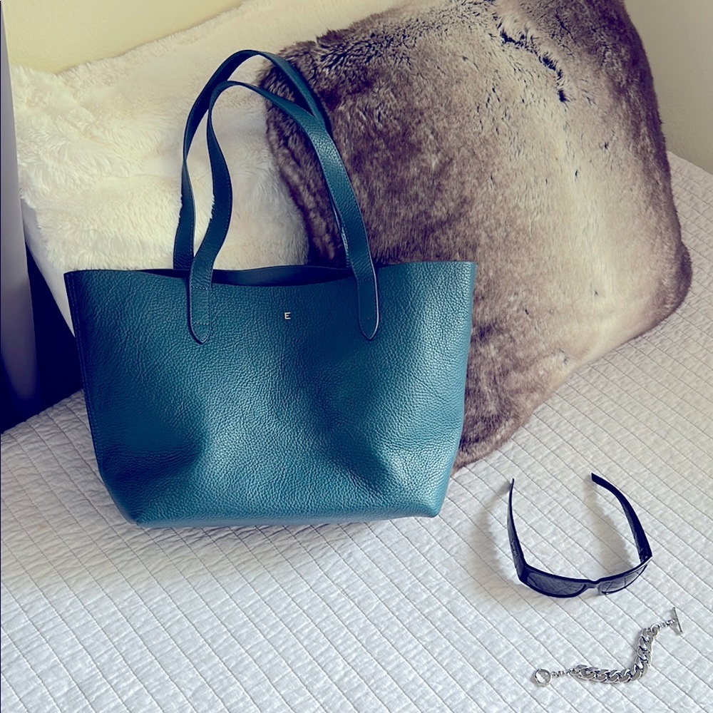 Cuyana Teal Tote Bag